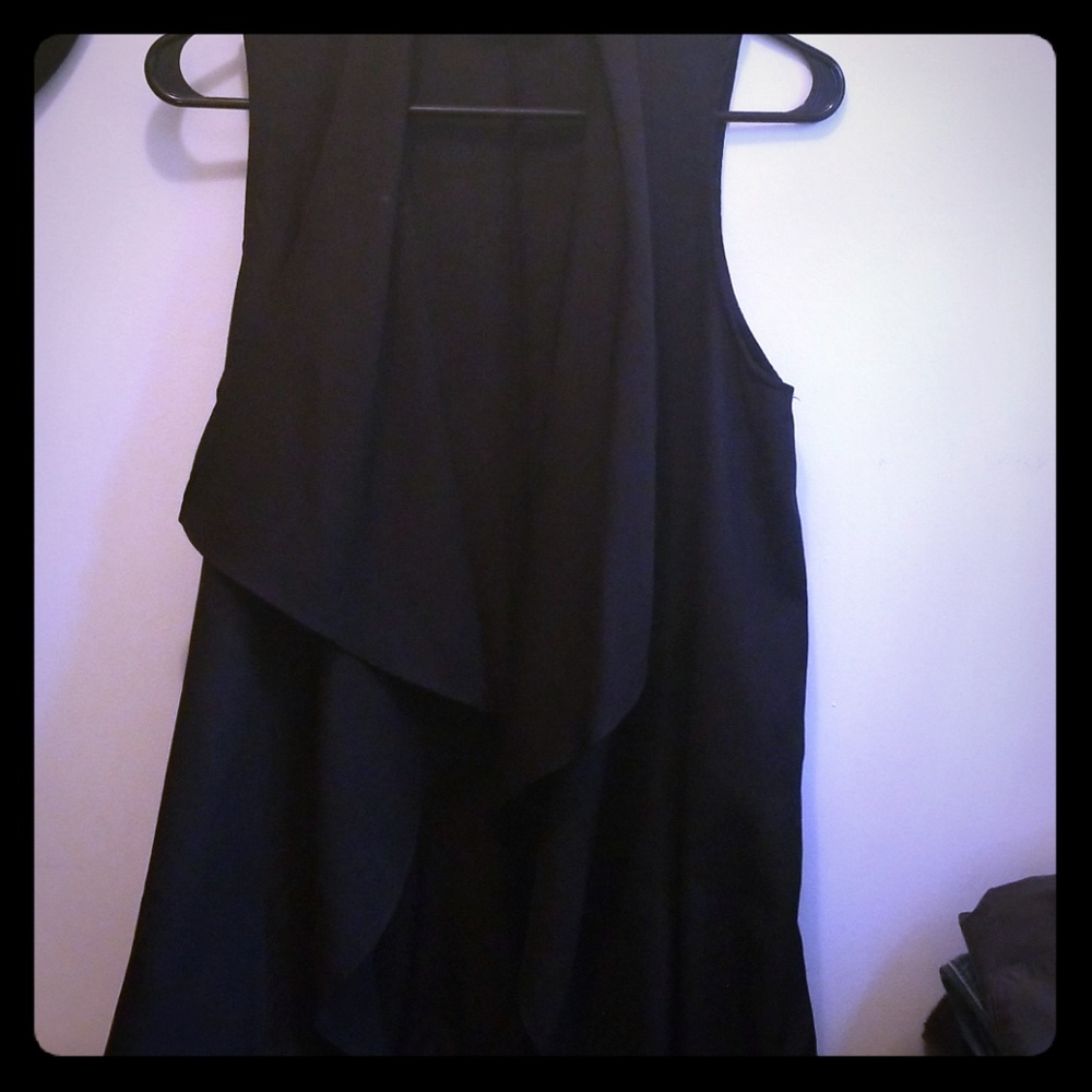 Long open black vest size medium